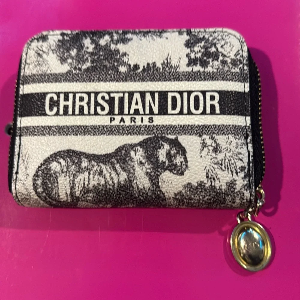 Dior Travel Detachable Card Holder Toile de Jouy Technical Fabric w gold accents
